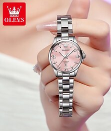 Недорогие -olevs 3668 новые женские кварцевые наручные часы серебристые с ремешком из цельной стали водонепроницаемые светящиеся часы для женщин простые модные женские часы