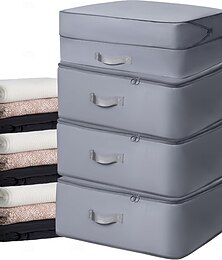 זול -4 חבילות ארגונית דחיסה עצמית חסכונית במיוחד שקיות דחיסה לאחסון, תיקי ארגונית דחיסה עצמית חוסכת מקום במיוחד, ארגונית סוודר לארון, תיק אחסון בגדים