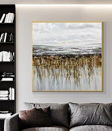 お買い得  -油絵 手作り ミニマリスト 金色の抽象画 特大 手作り 壁アート キャンバスに描かれた金色の風景画 大きな壁アート 寝室 リビングルーム用 抽象画