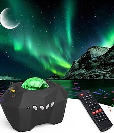 billiga -stjärnprojektor med bluetooth högtalare fjärrgalaxprojektor norrsken aurora projektor med månen stjärna nattljus projektor för sovrum hemmabio barn vuxna spelrum fester