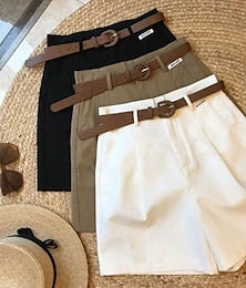 billige -Dame Shorts Bukser Mote Gatemote Kort Naturlig عادي Lomme Utendørs Bekvem Gate Ut på byen Svart Hvit Kakifarget Sommer Normal