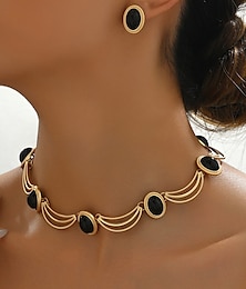 abordables -Parure de Bijoux 1 jeu Alliage 1 Collier Boucles d'Oreilles Femme Mode Parure de Bijoux Pour Soirée robe demoiselle d honneur