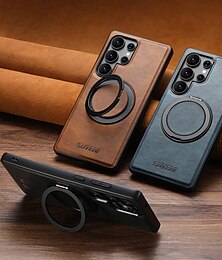 رخيصةأون -هاتف غطاء من أجل سامسونج جالاكسي S24 Ultra Plus S23 Ultra Plus S22 بلس ألترا ق 25 اس 25 بلس اس 25 الترا غطاء خلفي مع حامل مغناطيس دعم الشحن اللاسلكي مكتب  /  الأعمال TPU الكمبيوتر الشخصي جلد PU