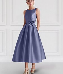 ieftine -Rochii cocktail A-Line Rochie Elegantă Formală Invitată la nuntă Lungime Gleznei Fără Mâneci Gât Barcă cu Imprimare Florală Rochii în buzunare