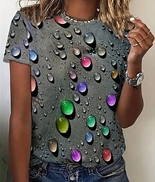 levne -Dámské Tričko Letní vrcholy Grafika Klasické Na běžné nošení Krátký rukáv Tričkový Crop Tops Denní Víkend Tisk Žlutá Rubínově červená Vodní modrá Fuchsiová Oranžová Léto Jaro Podzim