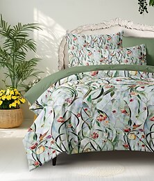 abordables -Ensemble de housse de couette floral 100 % coton literie douce et respirante avec des fleurs en vitrail housse de couette légère et durable confortable pour toutes les saisons facile à entretenir