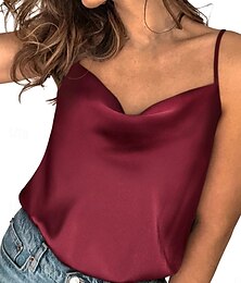 economico -Canotta Donna Top Senza Maniche Colore Solido Stiloso Casual Collo a V Top Regolari Quotidiano Patchwork Nero Rosso Blu Verde Estate Primavera