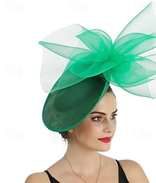 voordelige -Helm Namaaklinnen Bruiloft Avond Feest Elegant Bruiloft Met Tule Helm Hoofddeksels