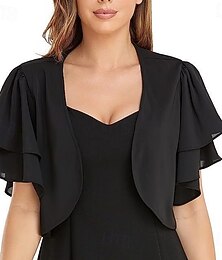 preiswerte -Schals Damen Wickel Bolero Shrug Mäntel/Jacken Elegant Sonnenschutz Kurzarm Chiffon Hochzeitstücher mit reiner Farbe für formelle Frühling &Herbstkleid zum Beeindrucken 2025