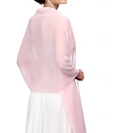 abordables -Estolas de Señora Elegante Sin Mangas Gasa Velos de Boda Con Color Puro Para Fiesta Primavera verano