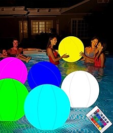 abordables -Bola de luz LED de 20/40 cm con control remoto, impermeable, lámpara de ambiente brillante, regulable, 16 colores RGB, luz nocturna para decoración de hogar, jardín, patio, piscina y fiesta.