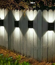 Недорогие -4 шт. светодиодных солнечных уличных настенных светильника, водонепроницаемое освещение вверх и вниз, 2 светодиодных уличных водонепроницаемых светильника для ограждения, подходящие для украшения