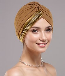 billige -Hodeplagg Polyester / bomullsblanding Solhatt Turbaner Avslappet Kirke Med Sløyfer Paljett Hodeplagg Hodeplagg