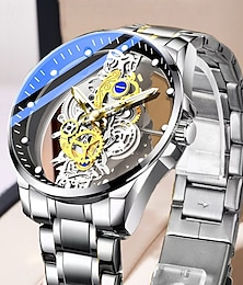 abordables -Nouvelle Montre Translucide Double Face Automatique Complète pour Sports de Loisirs des Hommes Étanche Éclairage de Nuit Montre Élégante et Stylée pour Hommes