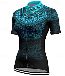 abordables -Femmes Maillot de cyclisme Dégradé Fleur Manche Courte Cyclisme T-shirt Maillot avec 3 poches arrière VTT Vélo tout terrain Séchage Rapide Design Anatomique Évacuation de l'Humidité Respirant Des