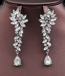 abordables -Mujer Pendiente Pera Gota Elegante Aretes Joyas Blanco Para Boda Fiesta 1 Par