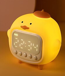 economico -sveglia a led con anatra carina luce notturna per bambini divertente lampada da sveglia con anatroccolo sveglia luce notturna per la decorazione della camera da letto dei bambini orologio per