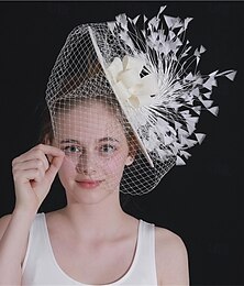 economico -Copricapo cappello fedora di tessuto matrimonio compleanno tè festa corsa di cavalli cocktail elegante vintage carino con piuma di fiori