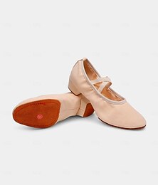 halpa -beige canvas -tanssikengät naisille – matalakorkoiset joustavat hihnapumput ammattiharjoitteluun