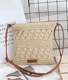 olcso -kézzel szőtt szalmából készült crossbody táska nőknek – bohó rattan válltáska állítható pánttal, könnyű nyári strandtáska nyaraláshoz, utazáshoz és alkalmi kirándulásokhoz, hadsereg zöld barna khaki