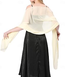abordables -Estolas de Señora Elegante Sin Mangas Gasa Velos de Boda Con Color Puro Para Fiesta Primavera verano