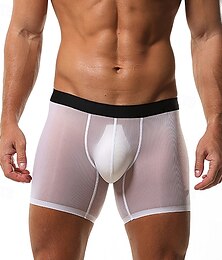 economico -Per uomo 1 Pezzo Boxer Patchwork Poliestere Traspirante Morbido Confortevole Blocco di colori Vita media Nero Bianco