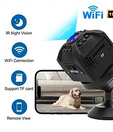 abordables -Cámara de seguridad inalámbrica para el hogar de 1080p, cámara wifi inteligente con batería incorporada, compatible con visión nocturna, detección de movimiento para oficina en casa con soporte de