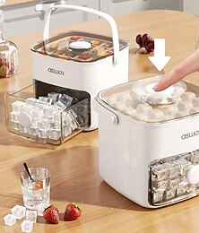 economico -Distributore di cubetti di ghiaccio con coperchio facile da 48 scomparti - grande capacità, design a due livelli, vassoio di plastica per alimenti per congelatore, per whisky &cocktail utensili da