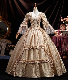 abordables -ancien Rococo Renaissance Maxi Robe Normal Juliette Princesse Mariée Plissé Volanté Princesse Col rond Femmes Halloween Carnaval Mascarade Performance Soirée Halloween Adultes Toutes saisons