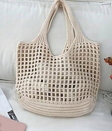 abordables -sac fourre-tout en maille crocheté fait main – sac à bandoulière de plage léger et écologique, style bohème, sac de courses réutilisable pour femmes, vacances d'été et usage quotidien