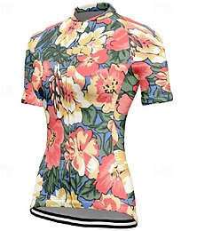 abordables -Femmes Maillot de cyclisme Fleur Manche Courte Cyclisme T-shirt Maillot avec 3 poches arrière VTT Vélo tout terrain Séchage Rapide Design Anatomique Évacuation de l'Humidité Respirant Des sports Rose