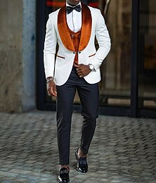 billige -Herres bryllups fest dresser Hjemkomstdresser Mørk Khaki Blå Daglig Forretning Sommer Enfarget 3-delt Enkelspent One-button