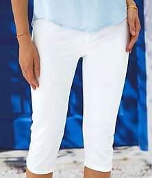 abordables -Leggings Capris pour femmes Haute élasticité Vacances Mode Hawaïenne Longueur mollet Taille mi-haute Imprimé couleur unie Respirant Doux Vacances Décontracté Quotidien Noir Blanc Bleu Été Printemps