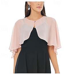 abordables -châles femmes wrap boléro haussement d'épaules manteaux / vestes élégant protection solaire manches courtes mousseline de soie mariage wraps avec couleur pure pour le printemps formel &robe d'automne