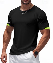 halpa -Miesten T-paita Lihaspaidat Lyhythihainen Pyöreäkauluksinen Kesä Aktiivinen Perinteinen Urheilu ja ulkoilu Juoksu Vaalean sininen Musta Valkoinen Top T-paita miehille