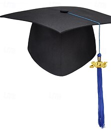 abordables -Gorro de graduación con borla 2025, gorro negro de licenciatura, maestría y doctorado para escuela secundaria. &ceremonia de graduación universitaria, birrete académico para adultos