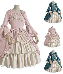 abordables -Rétro Vintage Gothique Lolita Rococo Robe Trompette Manche Dentelle Nœud Femmes Mascarade Mascarade Soirée & Fête Carnaval de Venise Adulte Robe