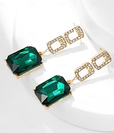 abordables -Femme Emeraude Zircon Boucles d'Oreille Géométrique Espérer Béni mode simple Des boucles d'oreilles Bijoux Vert Pour Carnaval Fête scolaire 1 paire