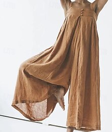 abordables -Mujer Normal Mono Ropa de calle Color sólido Sin Mangas Escote Cuadrado Espalda al Aire Calle Diario Ajuste regular Rosa Azul Real Caqui Verano