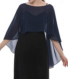 abordables -Écharpe Femme Élégant Sans manches Chiffon Boléros de Mariage Avec Couleur unie Pour Soirée Printemps & Été