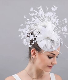 abordables -accessoire Imitation Lin Plumes Mariage Soirée Élégant Mariage Avec Plume Casque Couvre-chef