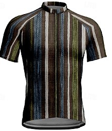 voordelige -Voor heren Wielrenshirt Korte mouw Fietsen T-shirt Shirt met 3 achterzakken Bergracen Ademend Sneldrogend Anatomisch ontwerp Lampenkatoen Zwart Blauw Gestreept Sport Kleding
