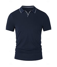 preiswerte -Herren T Shirt Kurzarm Umschlagkragen V Ausschnitt Sommer Frühling Strickware Urlaub Vintage mit weißem Rand Schule Training Outdoor Weiß Marineblau Hellgrau Top T-Shirt für Herren