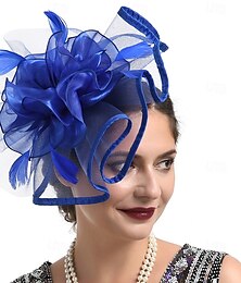 economico -Fascinator Poliestere Cappello Fedora Cappello floscio Cappello con velo Tè Derby del Kentucky Corsa di Cavalli Festa delle donne Cocktail Elegante Vintage Semplice Con Piuma Colore puro Copricapo