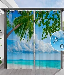billige -vanntett utendørs gardin privatliv, skyve terrasse strand gardin gardiner, pergola gardiner grommet for lysthus, balkong, veranda, fest, hotell, 1 panel