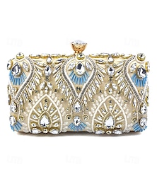 economico -Per donna Clutch Borsa da Sera Polsiera Borse a Spalla Seta Feste Ricevimento di matrimonio Strass Perline Paillettes Borsa Multiuso Tinta unica Nero Blu Oro