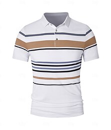 abordables -Homme Polo Travail Affaires Col Rabattu Manche Courte Vacances ancien Rayures horizontales Bandes Boutons Été Printemps Noir Blanche Polo