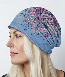 abordables -Gorro ligero y transpirable para mujer: gorro holgado con estampado floral, suave y elástico, se puede usar como polaina para el cuello en ocasiones informales, al aire libre y para quimioterapia.