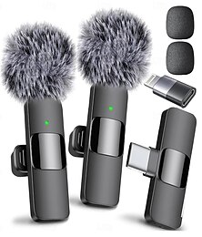 billiga -mini mic trådlös mikrofon för iphone, ipad, android lavalier mikrofon för videoinspelning med usb-c  & belysning