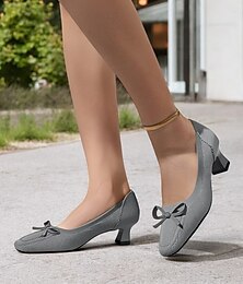 ieftine -pantofi cu bowknot flyknit pentru femei cu toc jos – pantofi confortabili, ușori, respirabili, pentru birou, serviciu și ținute casual